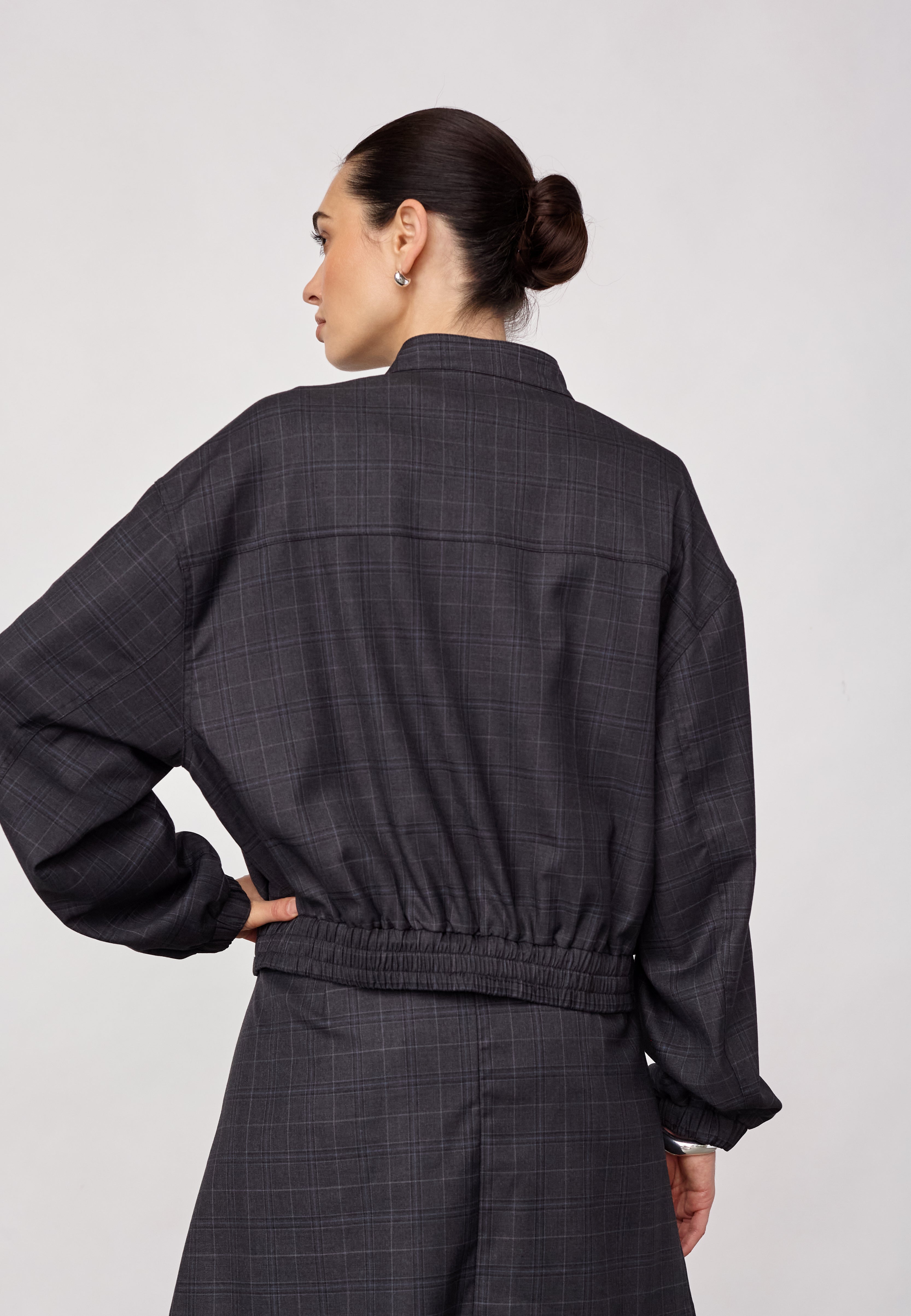 EloraCC Check Jacket - Dark Grey - Co'couture