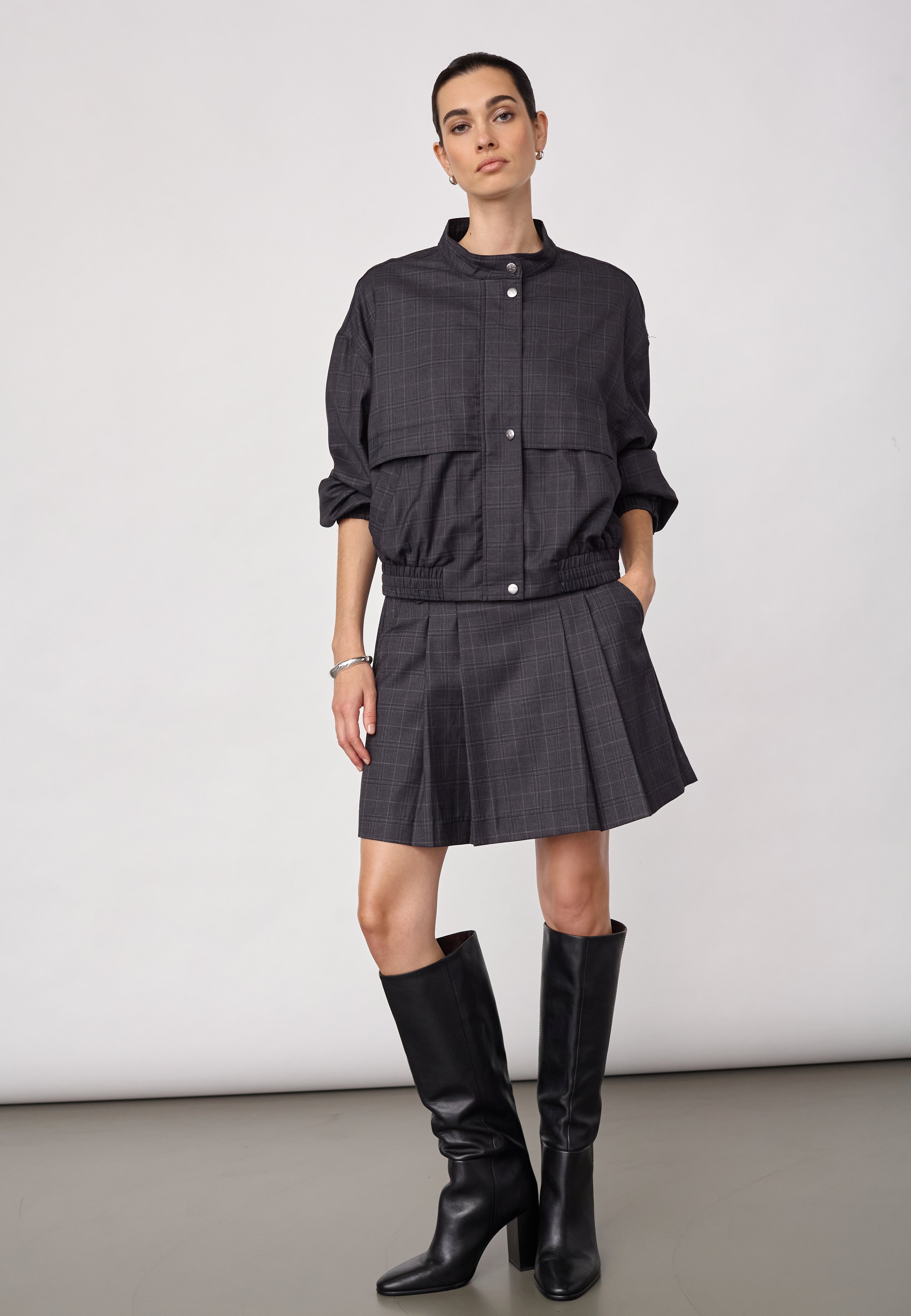 EloraCC Check Jacket - Dark Grey - Co'couture
