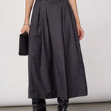 EloraCC Check Pleat Skirt - Dark Grey - Co'couture