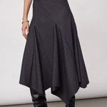 EloraCC Check Asym Skirt - Dark Grey - Co'couture
