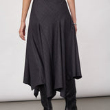 EloraCC Check Asym Skirt - Dark Grey - Co'couture