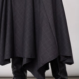 EloraCC Check Asym Skirt - Dark Grey - Co'couture