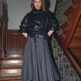 EloraCC Check Asym Skirt - Dark Grey - Co'couture