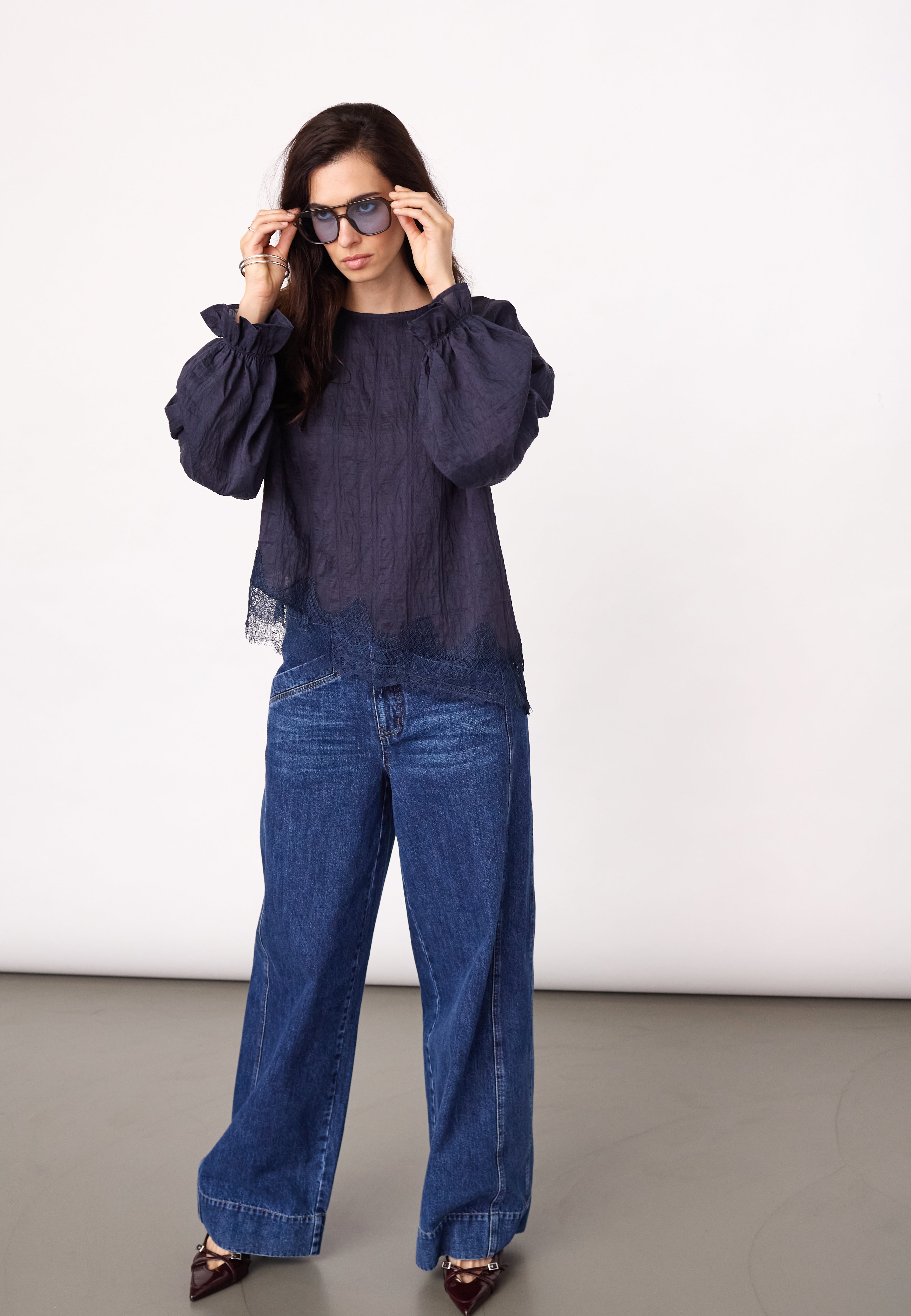 MelliCC Lace Blouse - Navy - Co'couture