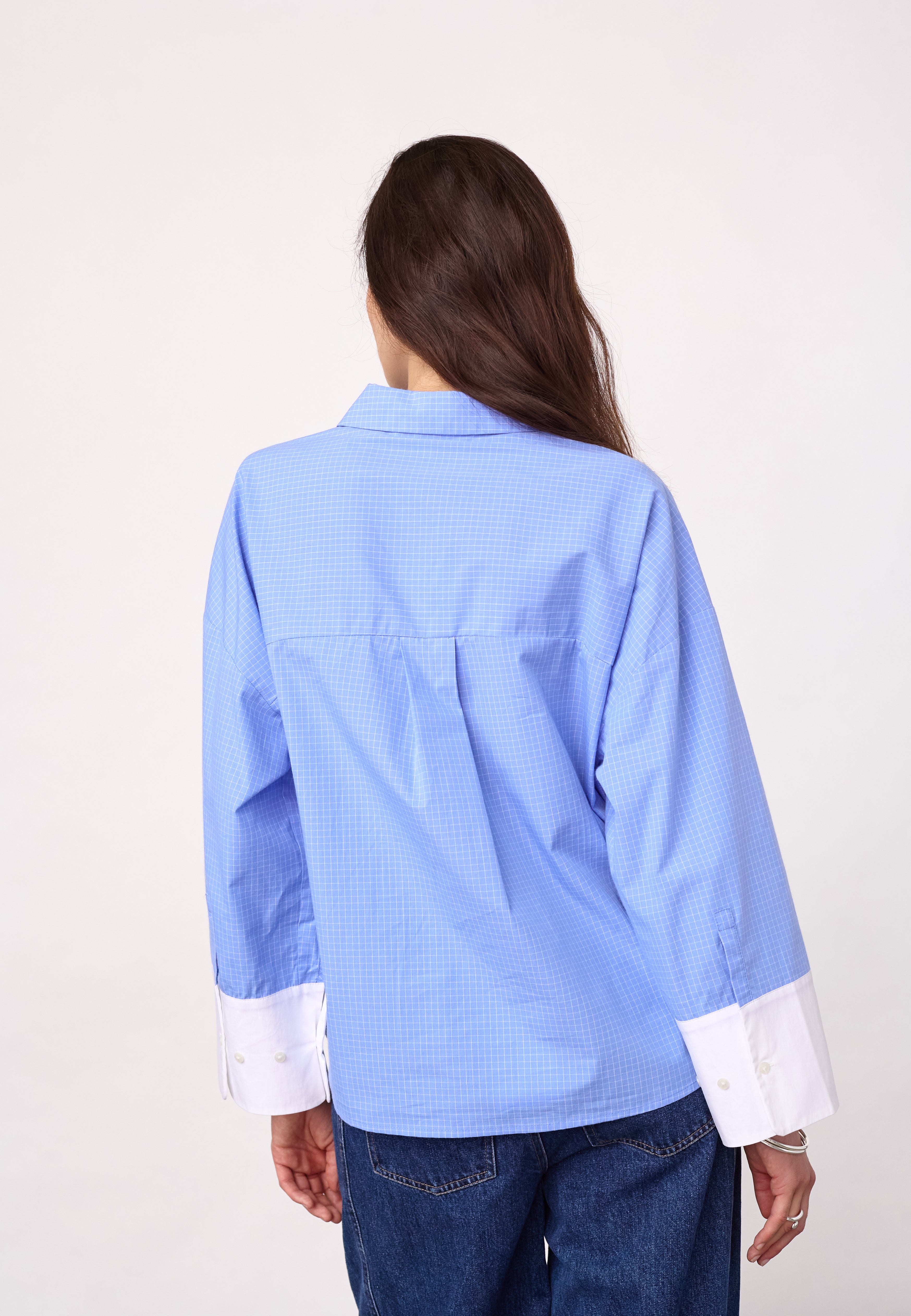 ElonaCC Check Cuff Shirt - Pale Blue - Co'couture