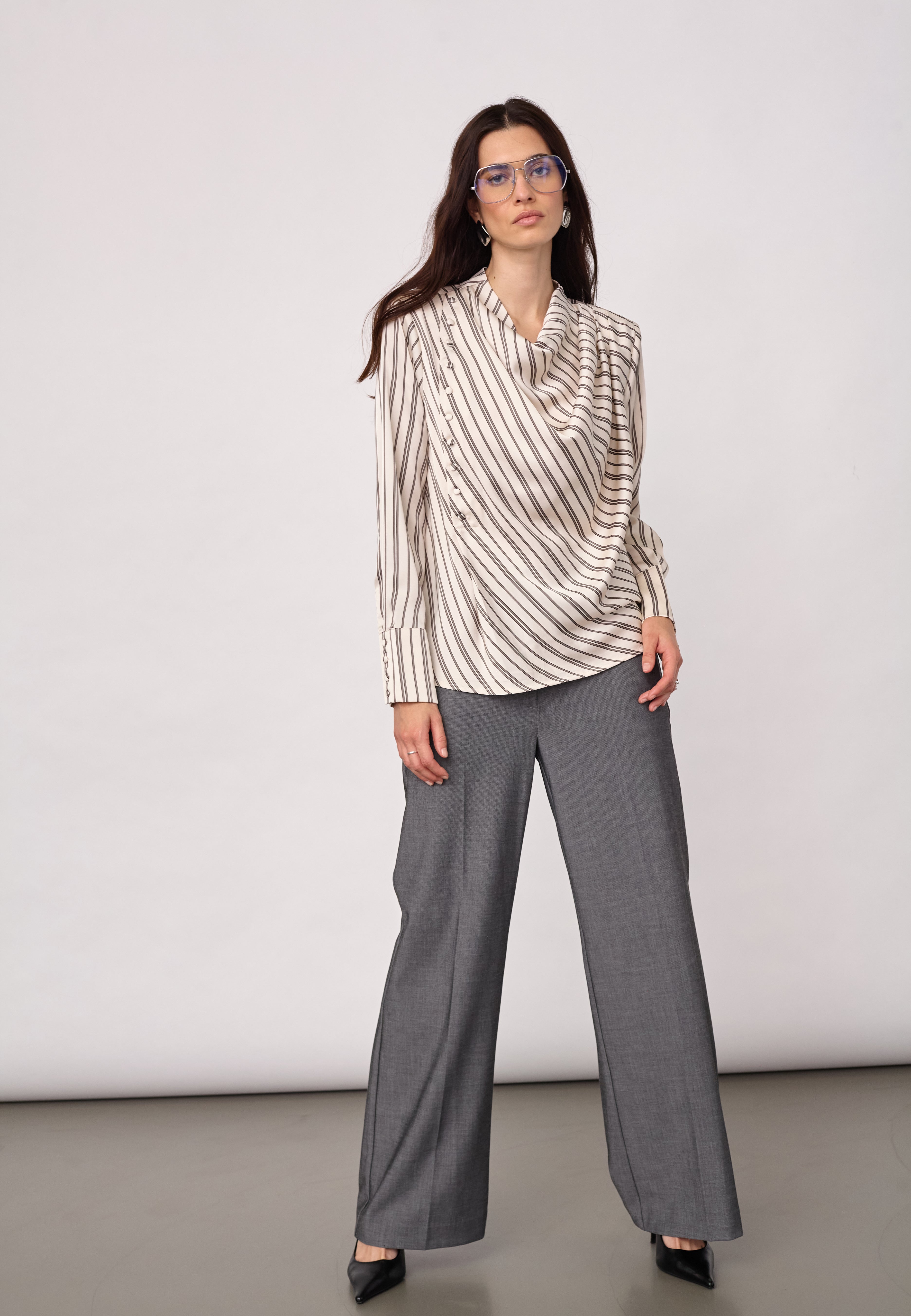 HellyCC Button Stripe Blouse - Off-White - Co'couture