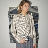 HellyCC Button Stripe Blouse - Off-White - Co'couture