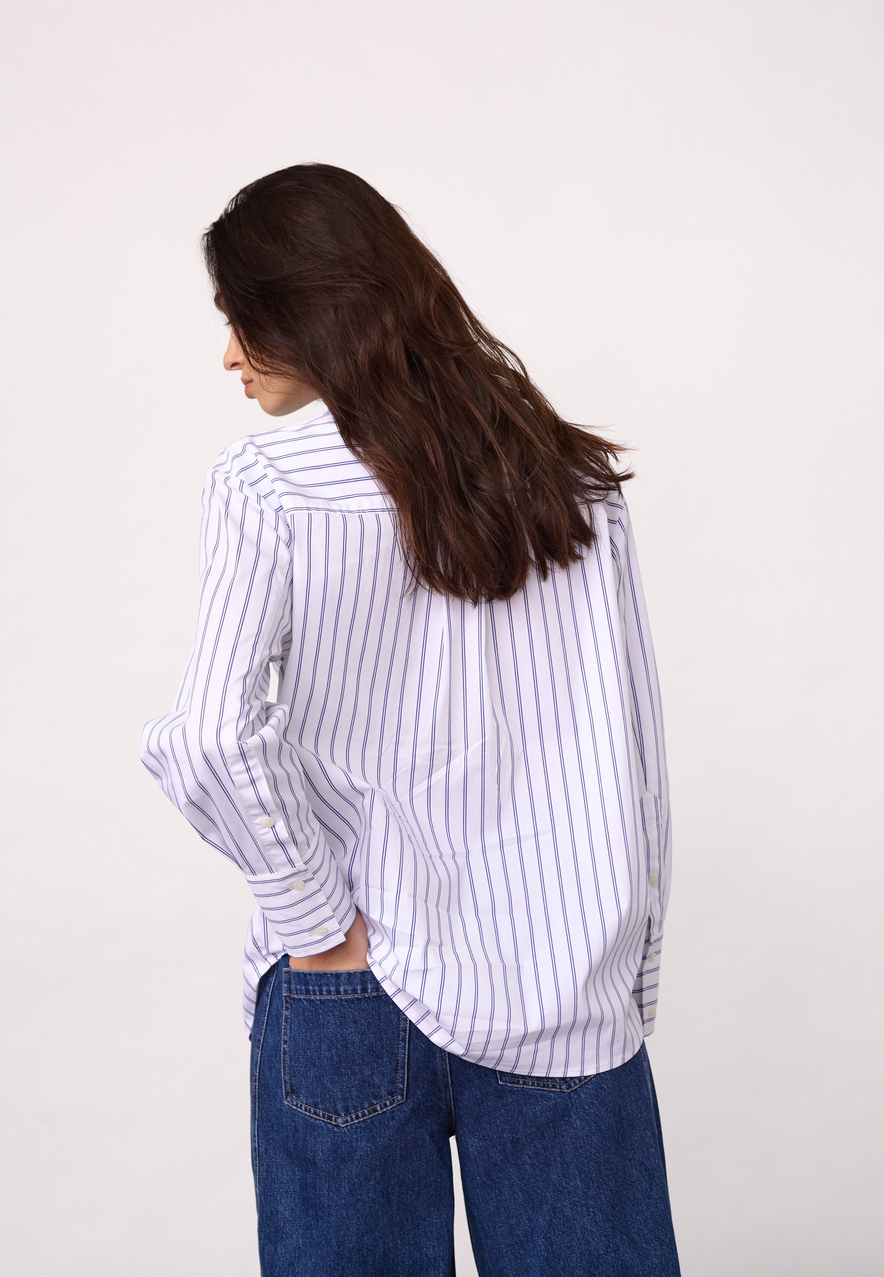 SomoCC Stripe Funnel Neck Shirt - White - Co'couture