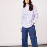 SomoCC Stripe Funnel Neck Shirt - White - Co'couture