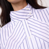 SomoCC Stripe Funnel Neck Shirt - White - Co'couture