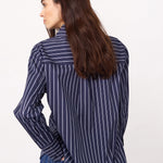 SomoCC Stripe Funnel Neck Shirt - Navy - Co'couture