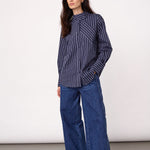 SomoCC Stripe Funnel Neck Shirt - Navy - Co'couture