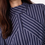 SomoCC Stripe Funnel Neck Shirt - Navy - Co'couture