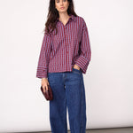 ReneeCC Check Cuff Shirt - Berry Red - Co'couture
