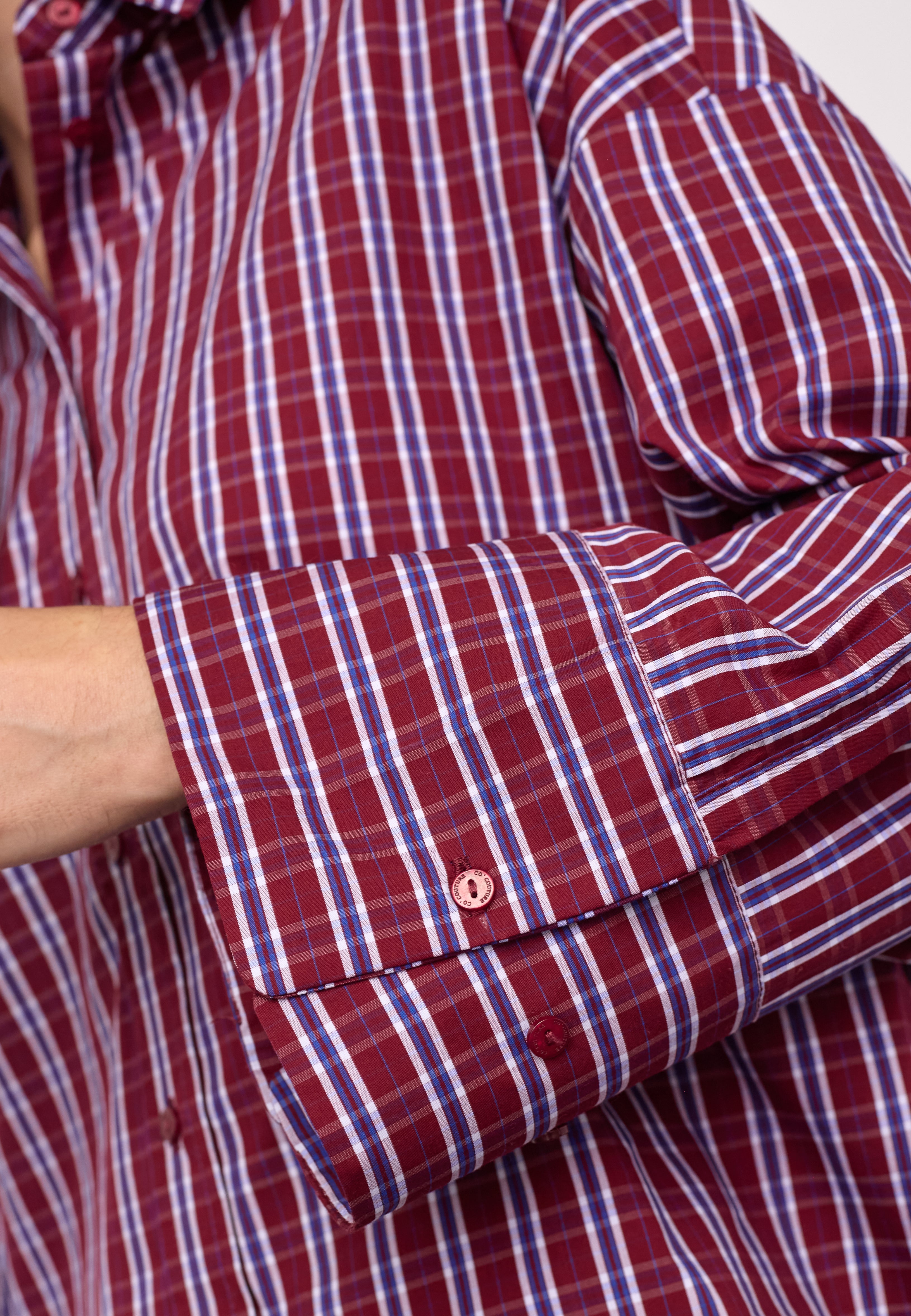 ReneeCC Check Cuff Shirt - Berry Red - Co'couture