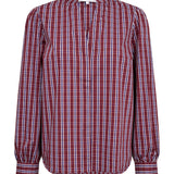ReneeCC Check V-Shirt - Berry Red