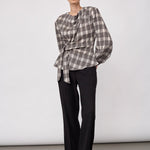 ChandlerCC Check Tie Blouse - Bone - Co'couture