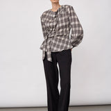ChandlerCC Check Tie Blouse - Bone - Co'couture