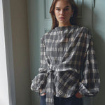 ChandlerCC Check Tie Blouse - Bone - Co'couture