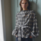 ChandlerCC Check Tie Blouse - Bone - Co'couture