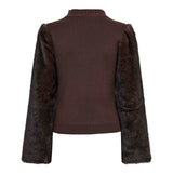 ElisabethCC Fur Mix Rib Knit - Dark Brown