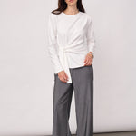 OrianeCC LS Pleat Tie Tee - White - Co'couture