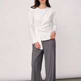 OrianeCC LS Pleat Tie Tee - White - Co'couture