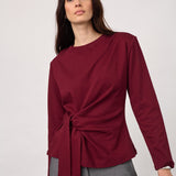 OrianeCC LS Pleat Tie Tee - Wine Red - Co'couture