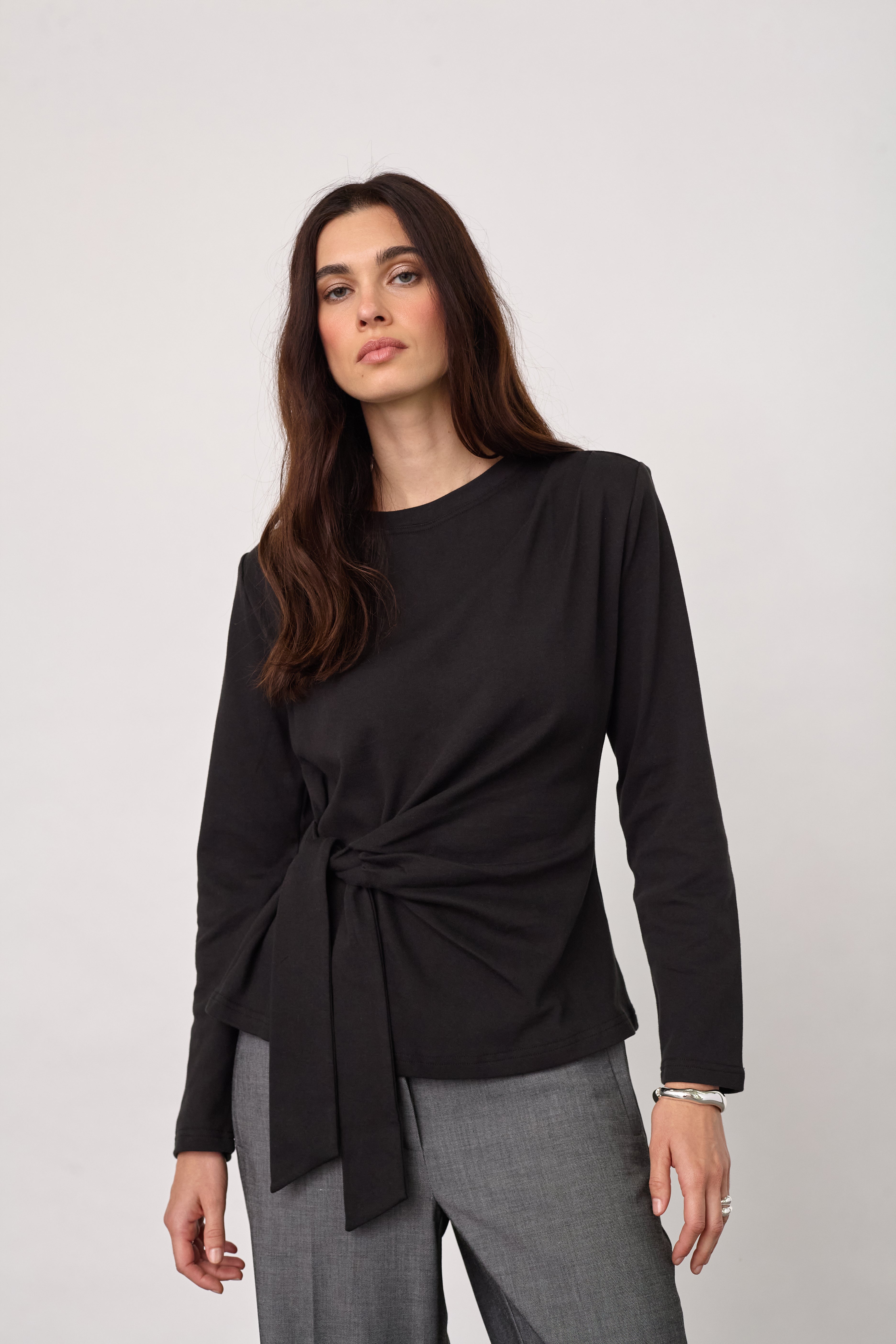 OrianeCC LS Pleat Tie Tee - Black - Co'couture
