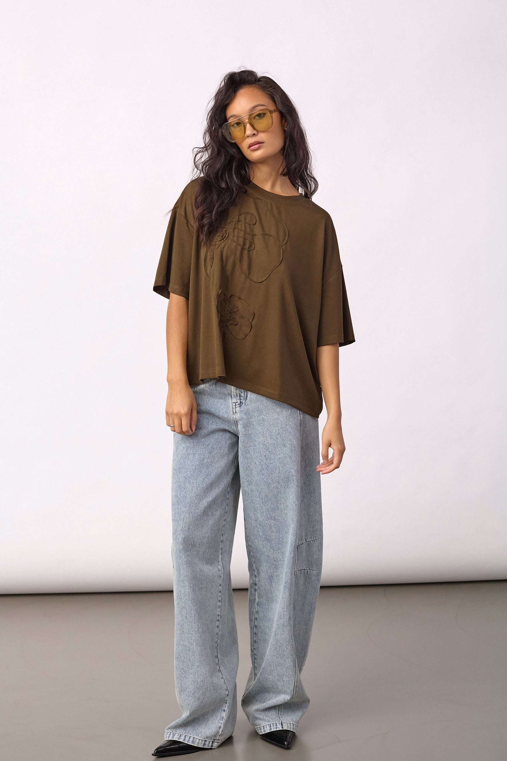 IvaraCC Flower Tee - Dusty Army - Co'couture