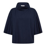 GabieCC Pin Funnel Neck Blouse - Navy