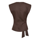 SinaCC Pin Pleat Top - Dark Brown