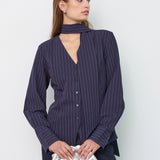 LicaCC Pin Scarf Shirt - Navy