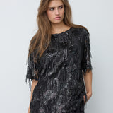TyraCC Sequin SS Blouse - Black