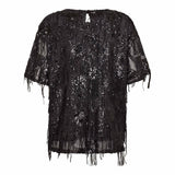 TyraCC Sequin SS Blouse - Black