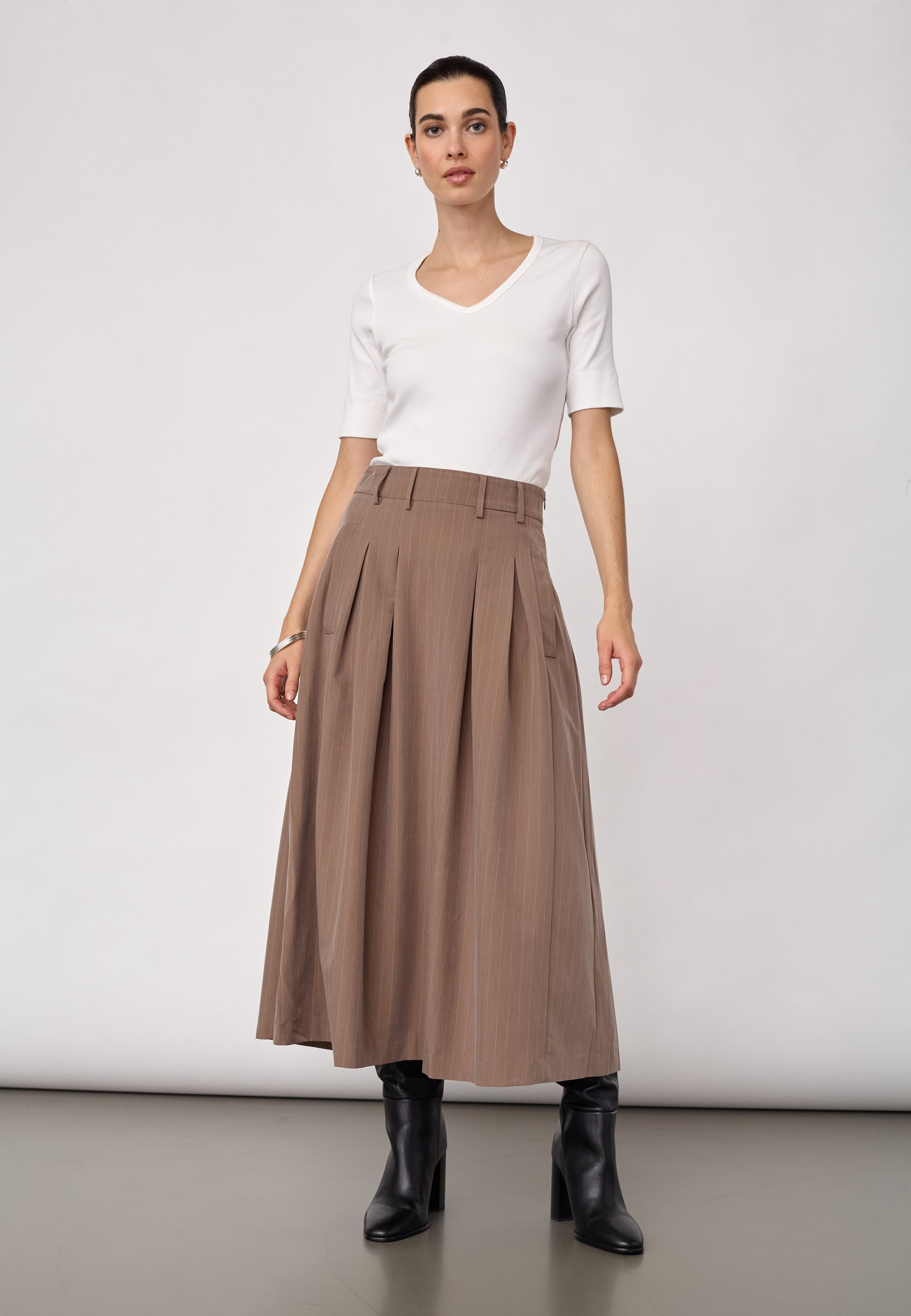 LyviaCC Pleat Pin Skirt - Walnut - Co'couture