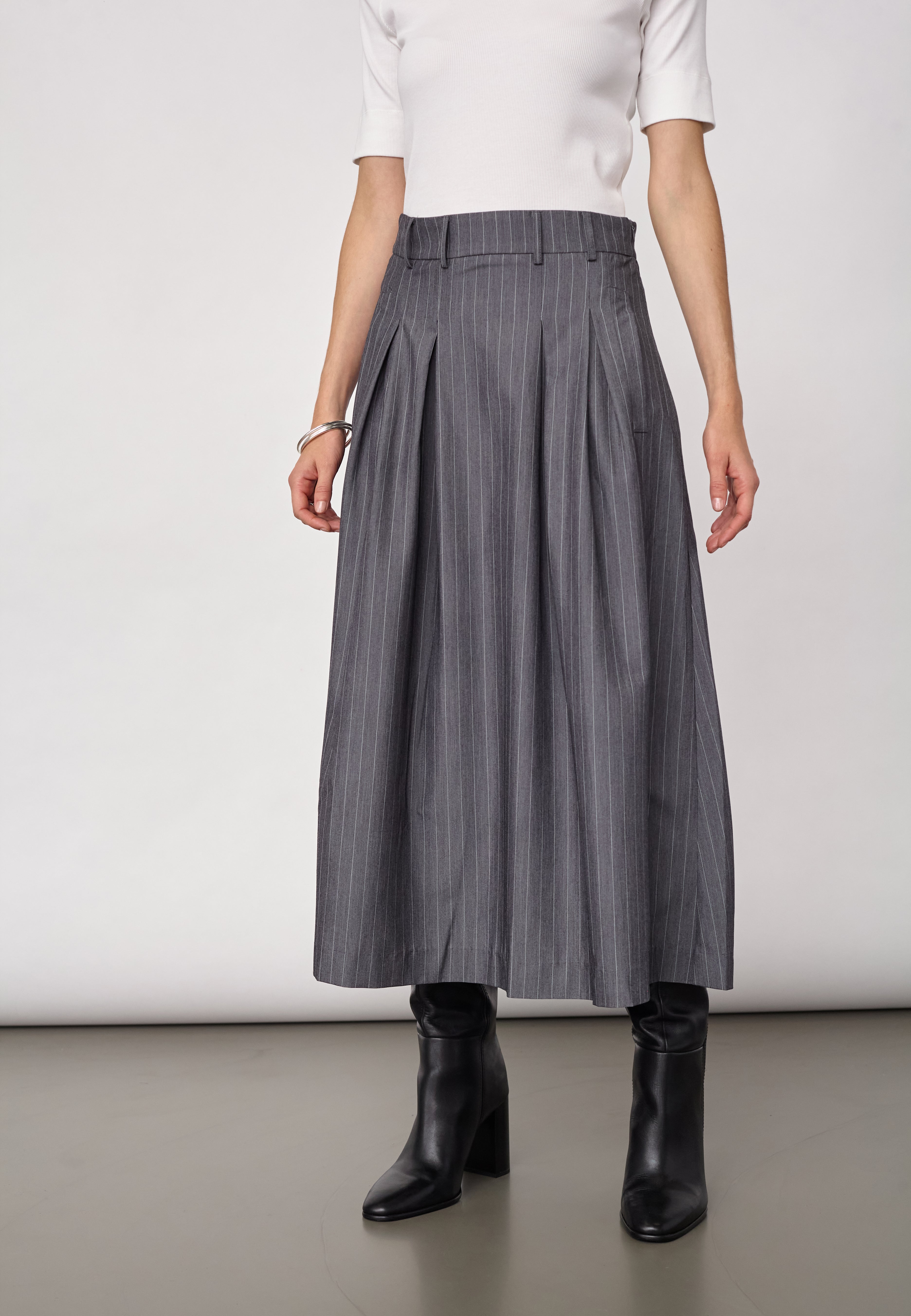 LyviaCC Pleat Pin Skirt - Mid Grey - Co'couture