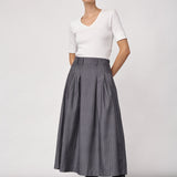 LyviaCC Pleat Pin Skirt - Mid Grey - Co'couture