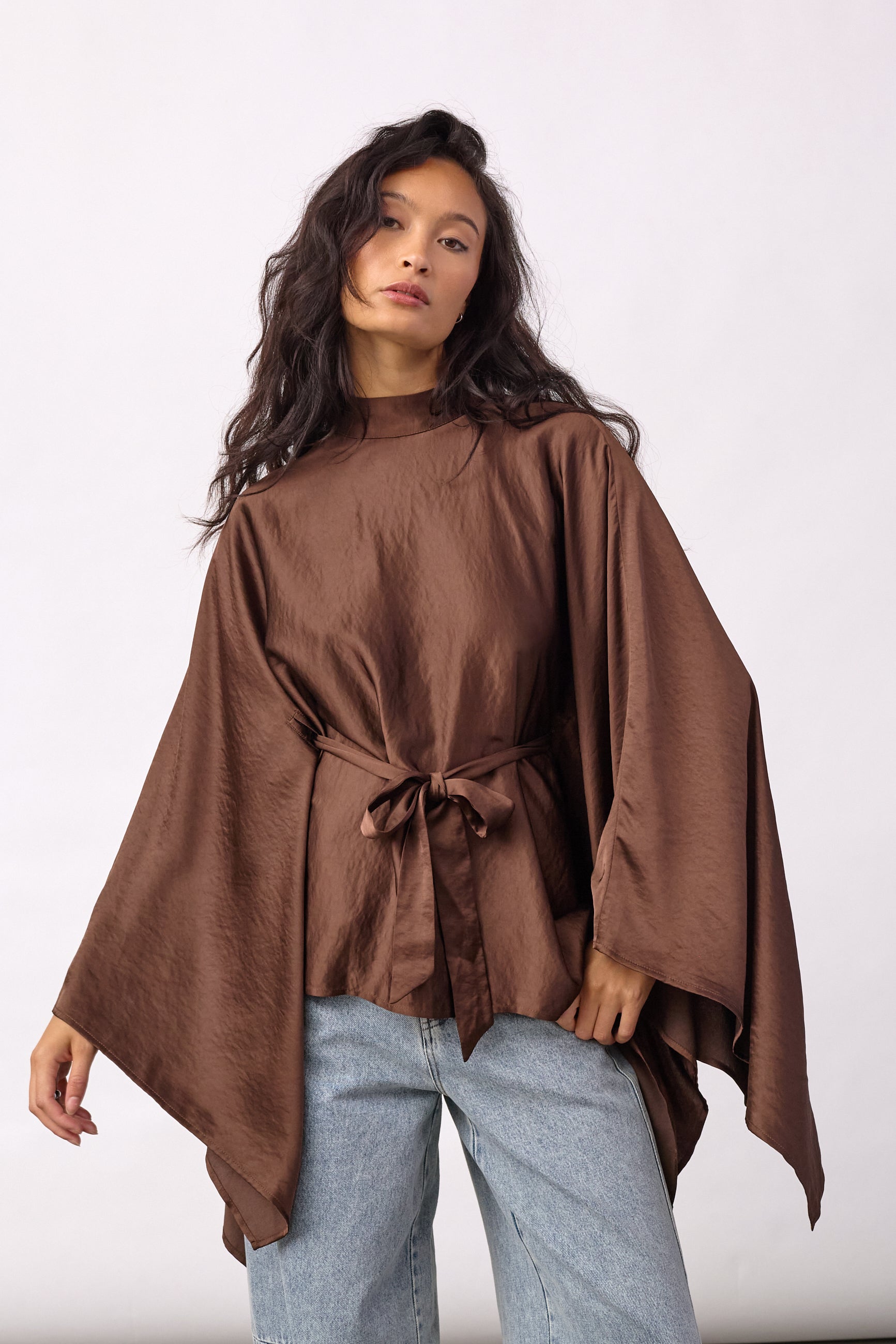 IdunCC Poncho Blouse - Dark Brown - Co'couture
