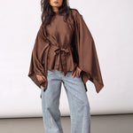 IdunCC Poncho Blouse - Dark Brown - Co'couture