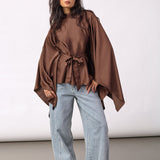 IdunCC Poncho Blouse - Dark Brown - Co'couture