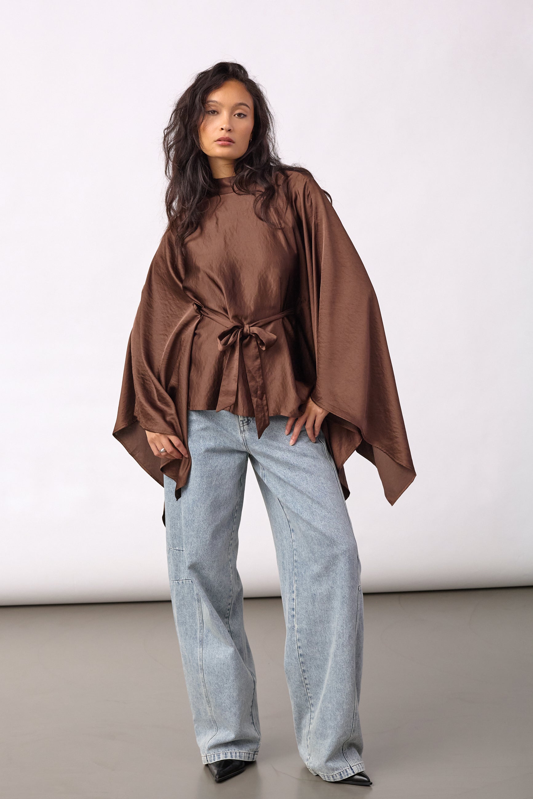 IdunCC Poncho Blouse - Dark Brown - Co'couture