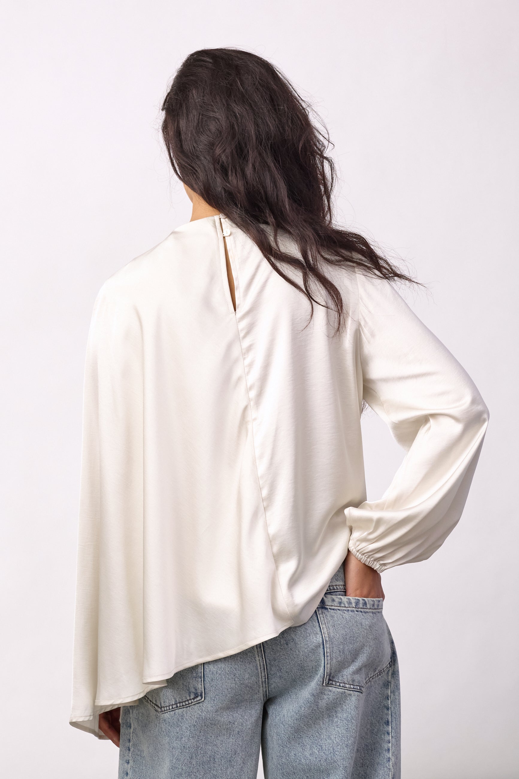 IdunCC Cape LS Blouse - Off-White - Co'couture