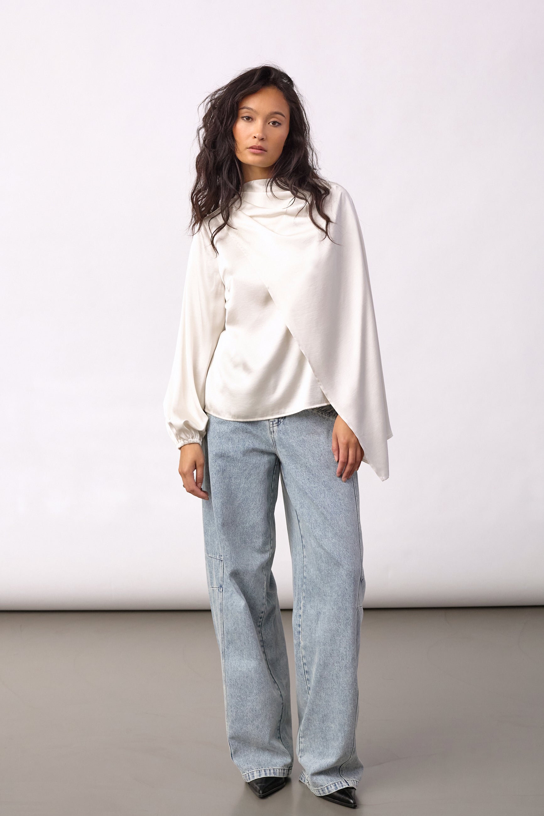 IdunCC Cape LS Blouse - Off-White - Co'couture