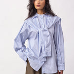 FioraCC Stripe Double Collar Shirt - Pale Blue - Co'couture