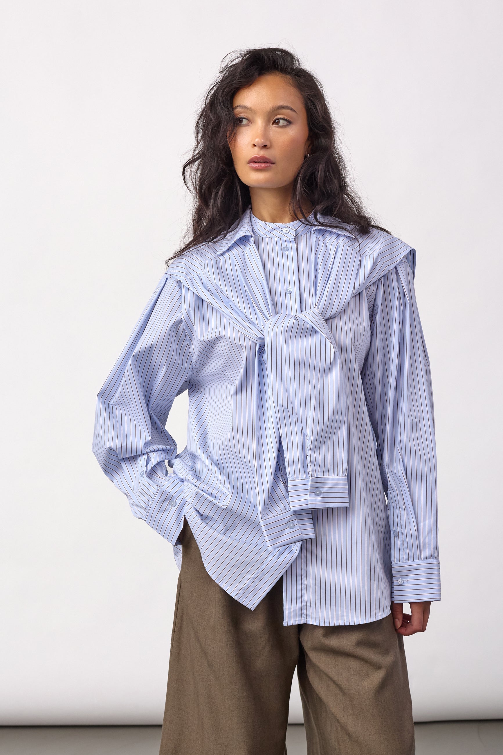 FioraCC Stripe Double Collar Shirt - Pale Blue - Co'couture