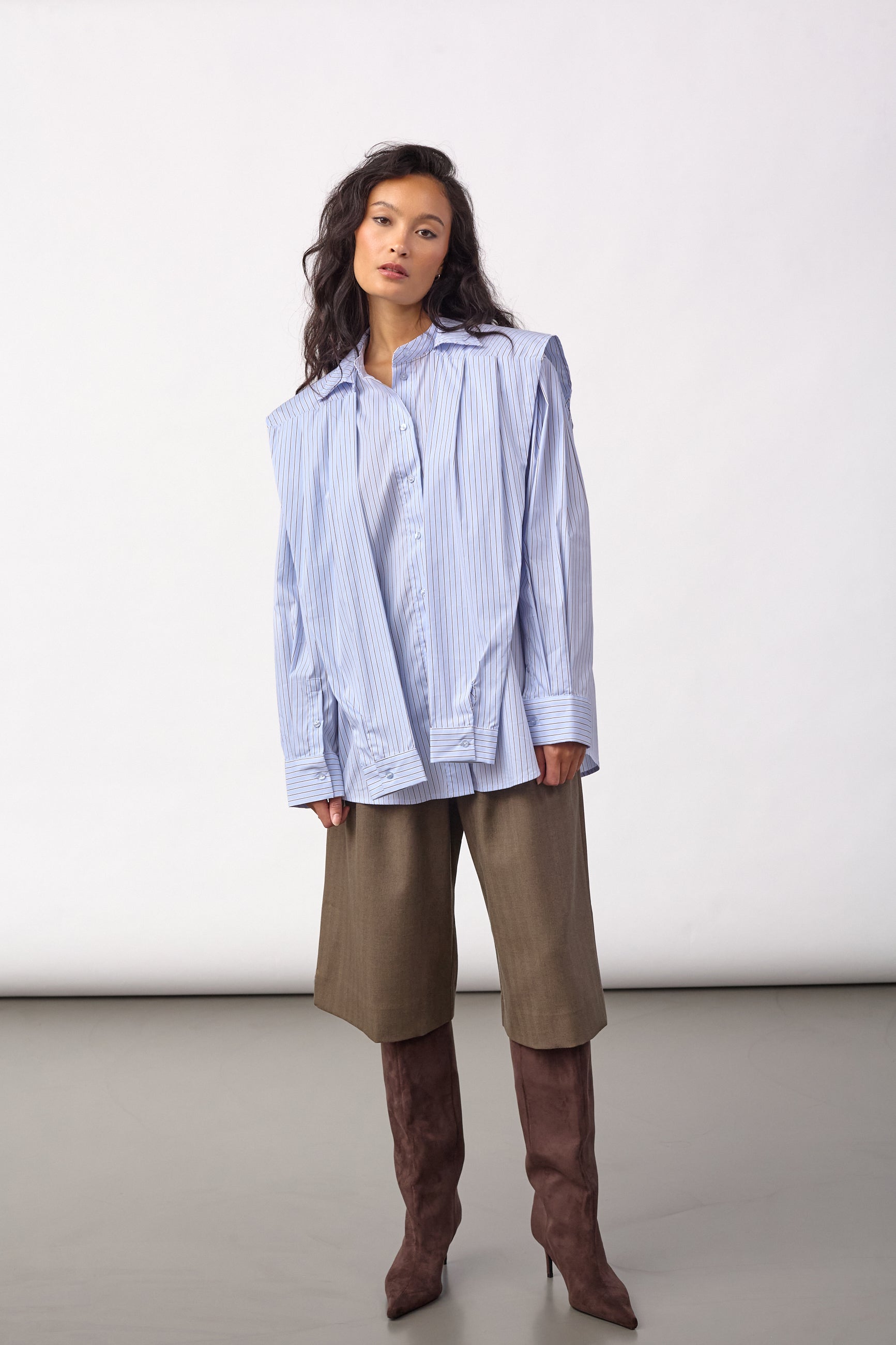FioraCC Stripe Double Collar Shirt - Pale Blue - Co'couture