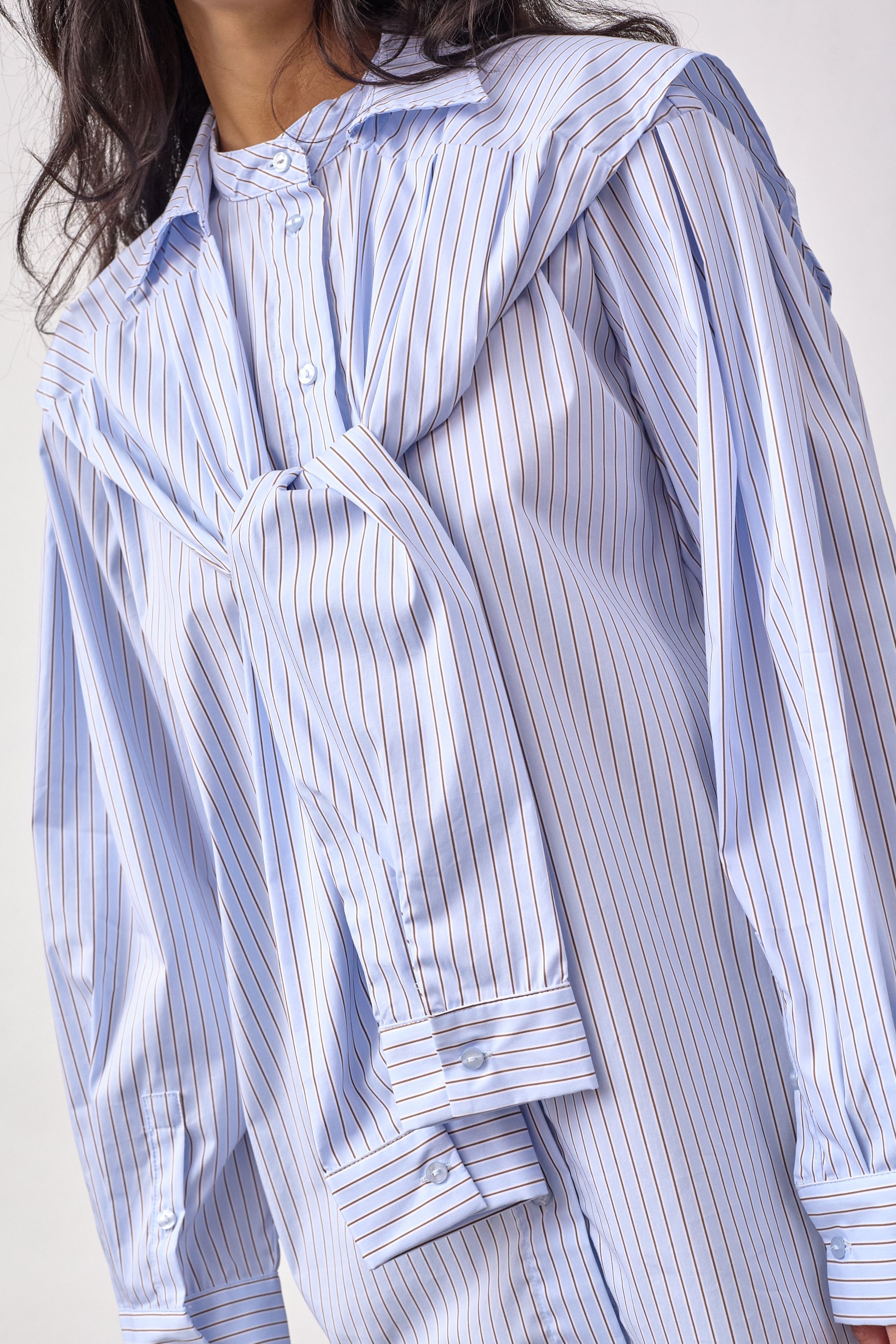 FioraCC Stripe Double Collar Shirt - Pale Blue - Co'couture
