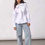 PoppyCC Peplum Tie Shirt - White - Co'couture