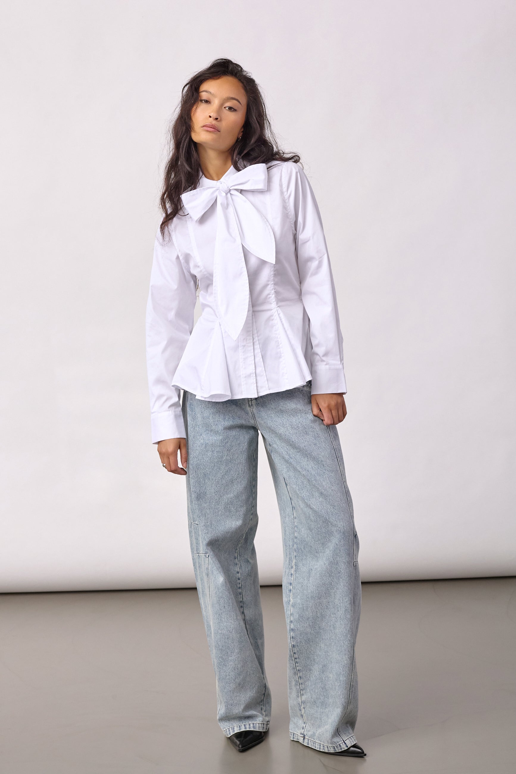 PoppyCC Peplum Tie Shirt - White - Co'couture